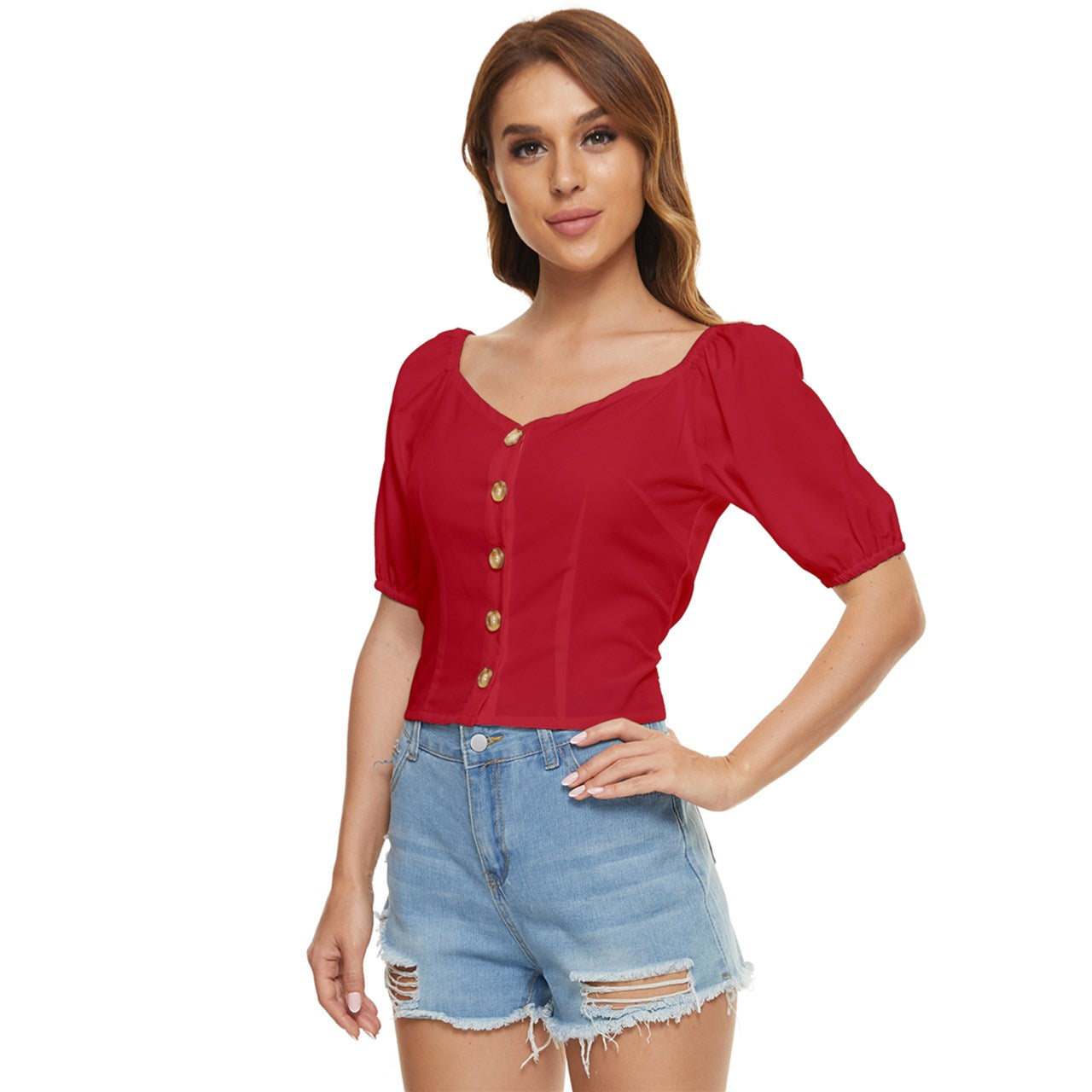 Romance Red Button up blouse