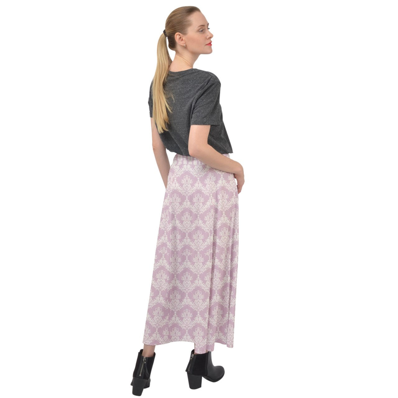 Blushing Beauty Velour Split Maxi Skirt