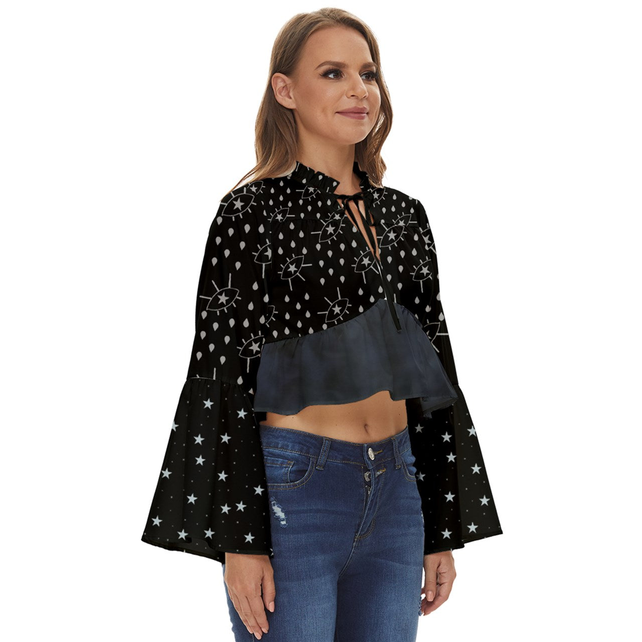 Cry In The Sky Boho Long Bell Sleeve Top
