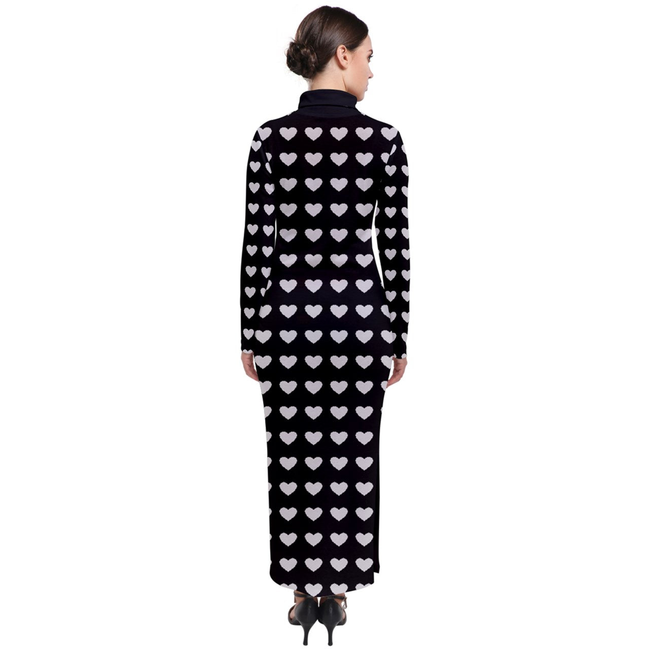 Polka Hearts Turtleneck Maxi Dress