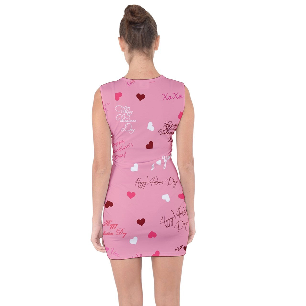Sweet Valentine's Lace Up Front Bodycon Dress