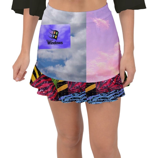 Windows Cloud Fishtail Mini Chiffon Skirt