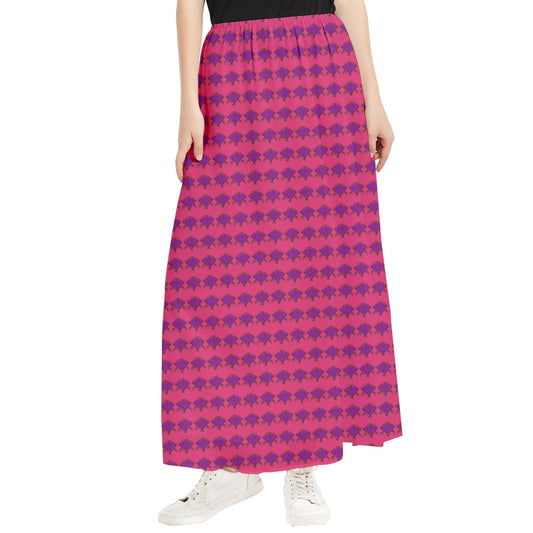 Fuchia Lace Tile Maxi Chiffon Skirt