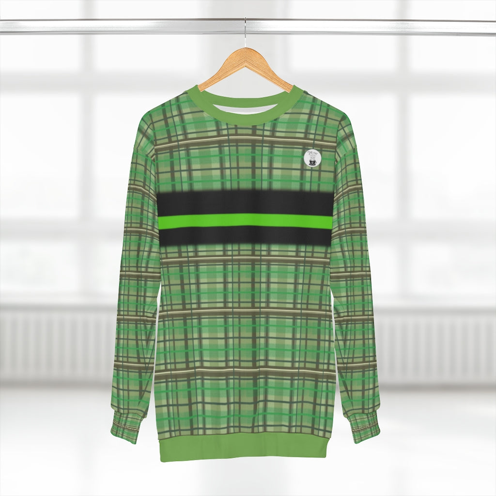 green academia Green Striped Sweatshirt