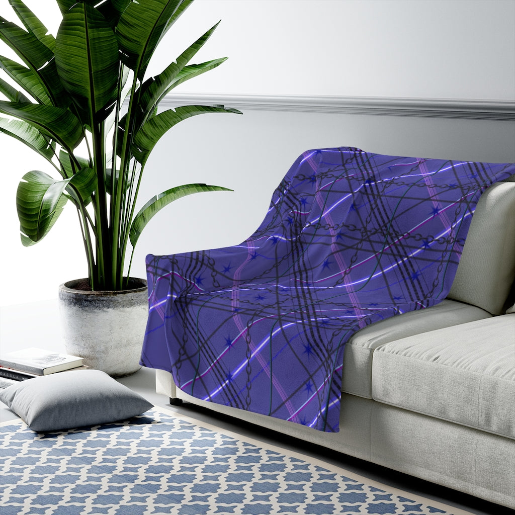 purple plaid Velveteen Plush Blanket