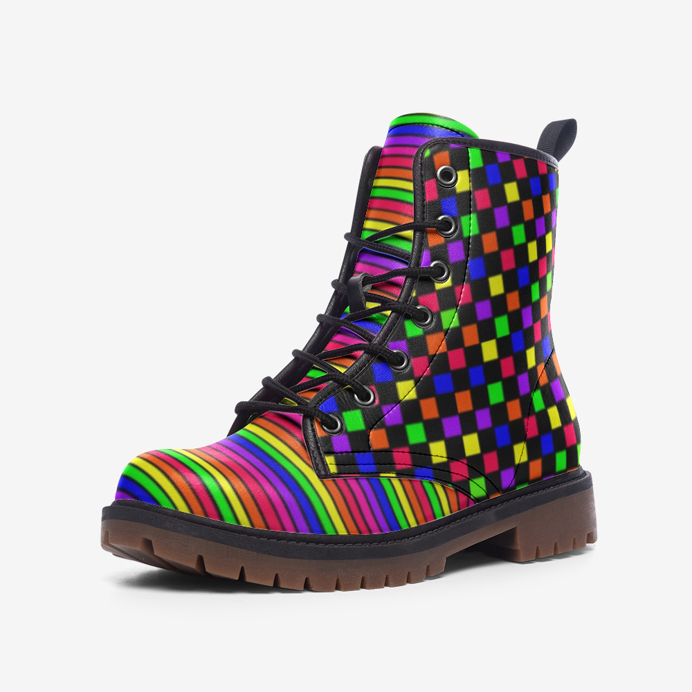 clown rainbow checker shell Casual Leather Lightweight boots MT