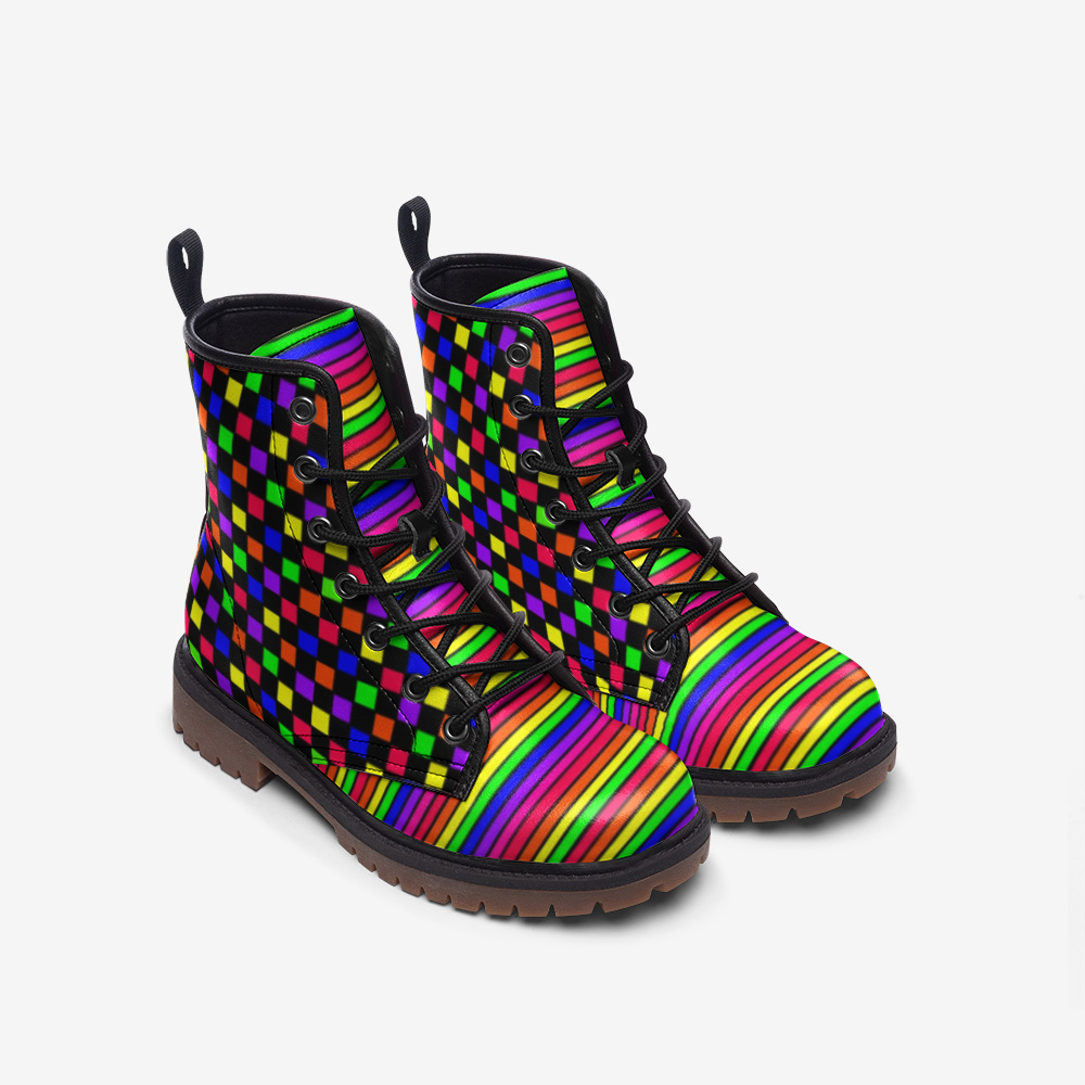 clown rainbow checker shell Casual Leather Lightweight boots MT