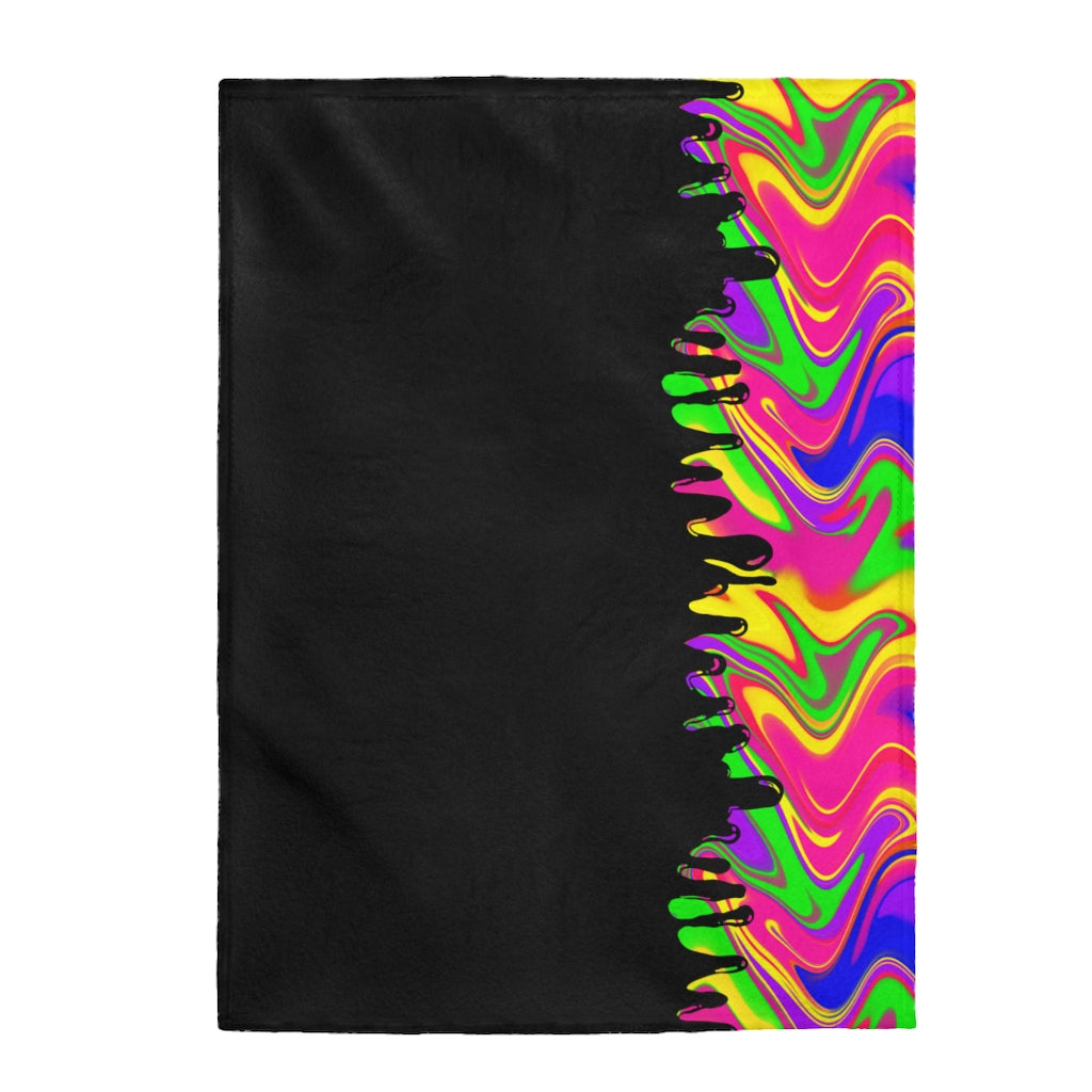 neon rainbow drippy Velveteen Plush Blanket