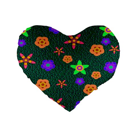 cheeta floral  16" Premium Heart Shape Cushion