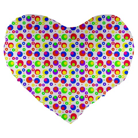 complex rainbow dot Large 19" Premium Heart Shape Cushion