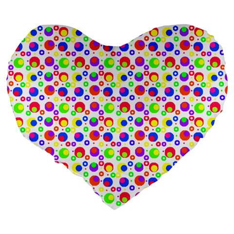 complex rainbow dot Large 19" Premium Heart Shape Cushion