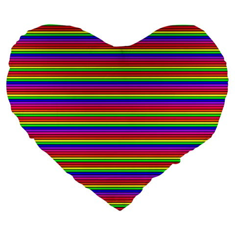 rainbow stripe Large 19" Premium Heart Shape Cushion