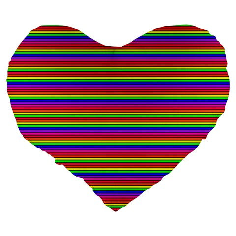 rainbow stripe Large 19" Premium Heart Shape Cushion