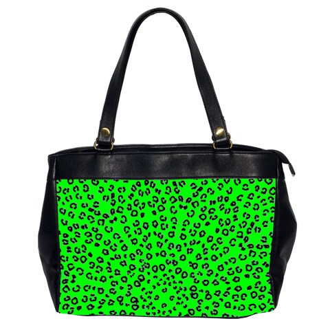 neon green cheetah Oversize Office Handbag (2 Sides)