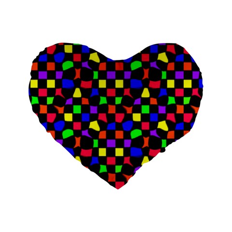 rainbow wonky checkers Standard 16" Premium Flano Heart Shape Cushion