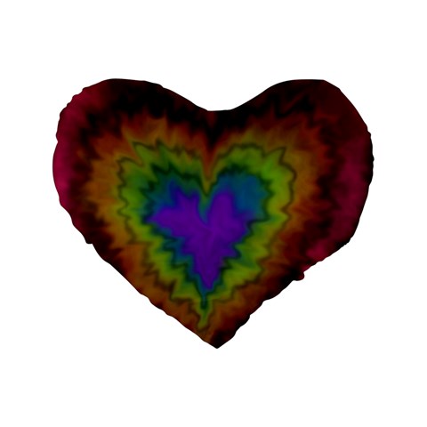 Rainbow Tie Dye Heart Standard 16" Premium Flano Heart Shape Cushion