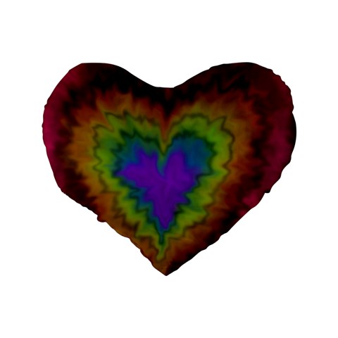 Rainbow Tie Dye Heart Standard 16" Premium Flano Heart Shape Cushion