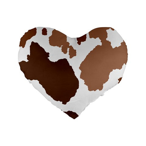 irl cowboi print chocolate Standard 16" Premium Flano Heart Shape Cushion