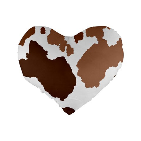 irl cowboi print chocolate Standard 16" Premium Flano Heart Shape Cushion