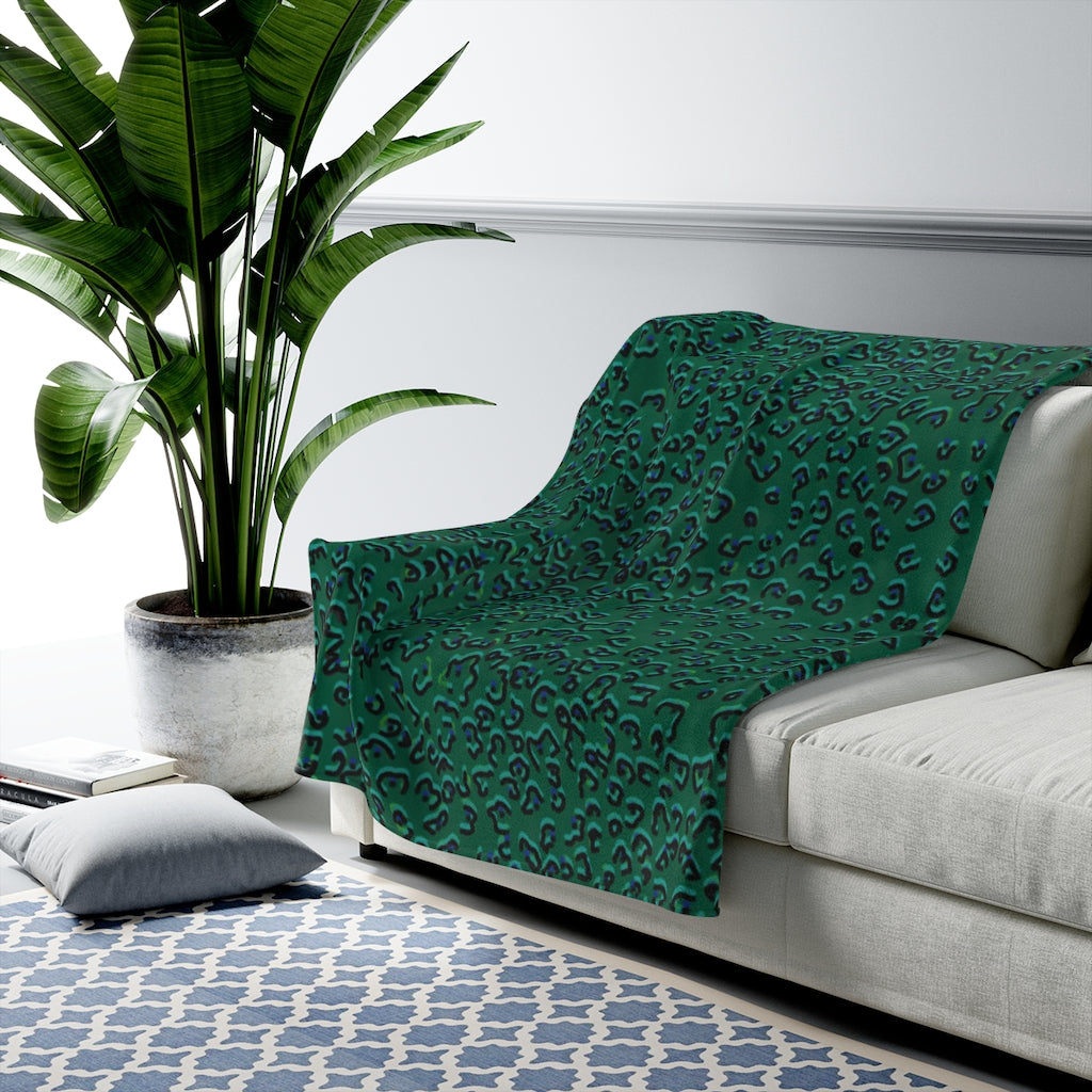 green cheeta Velveteen Plush Blanket