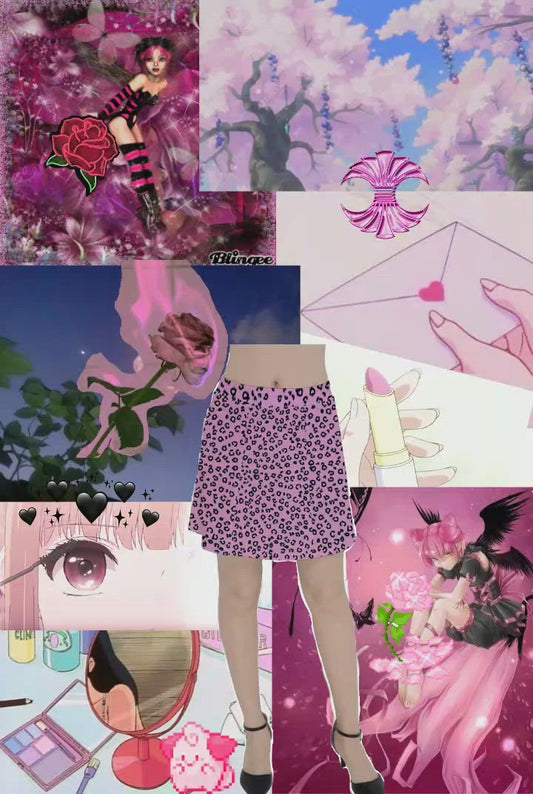 pink cheetah Panel Skirt