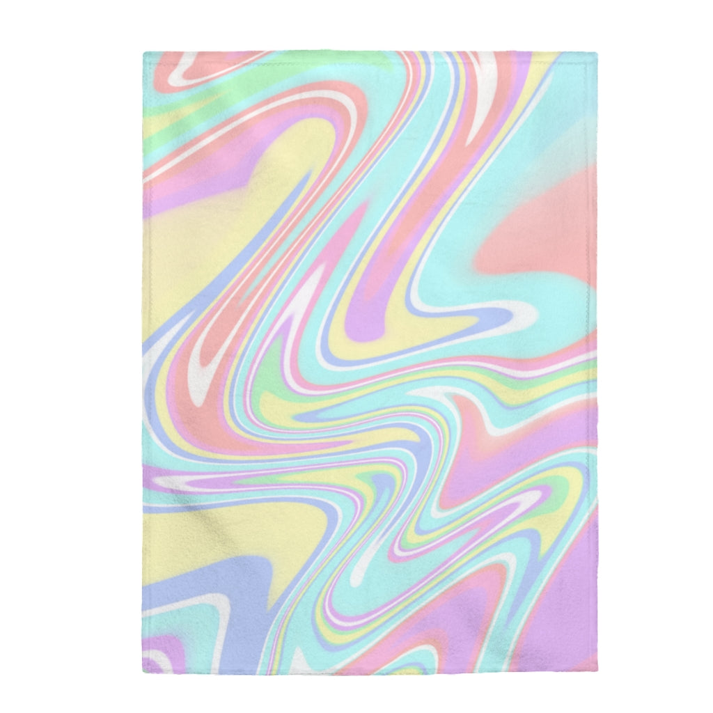 pastel rainbow Velveteen Plush Blanket