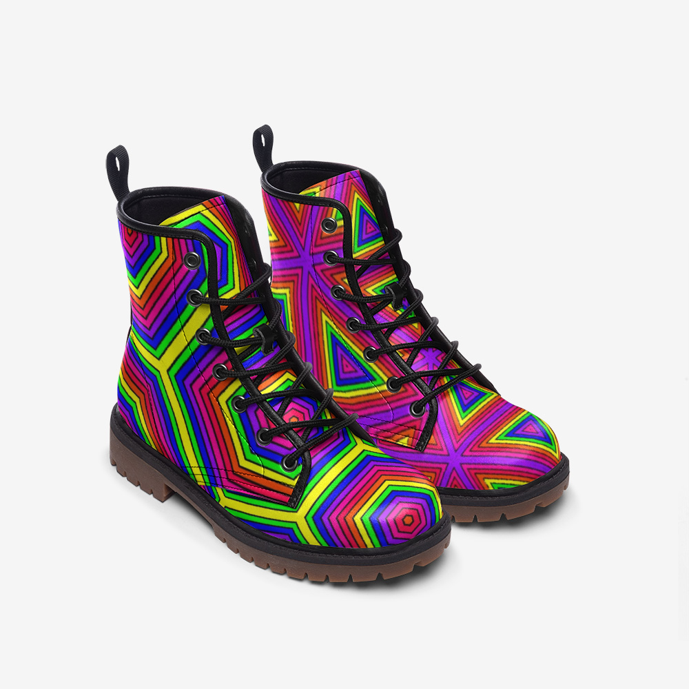 Geo Block Rainbow Leather Lightweight boots MT