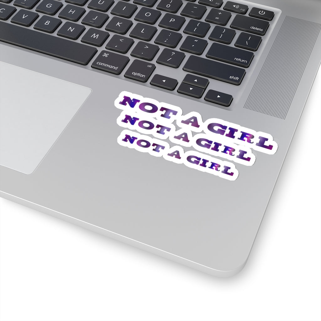 not a girl non-binary Kiss-Cut Stickers