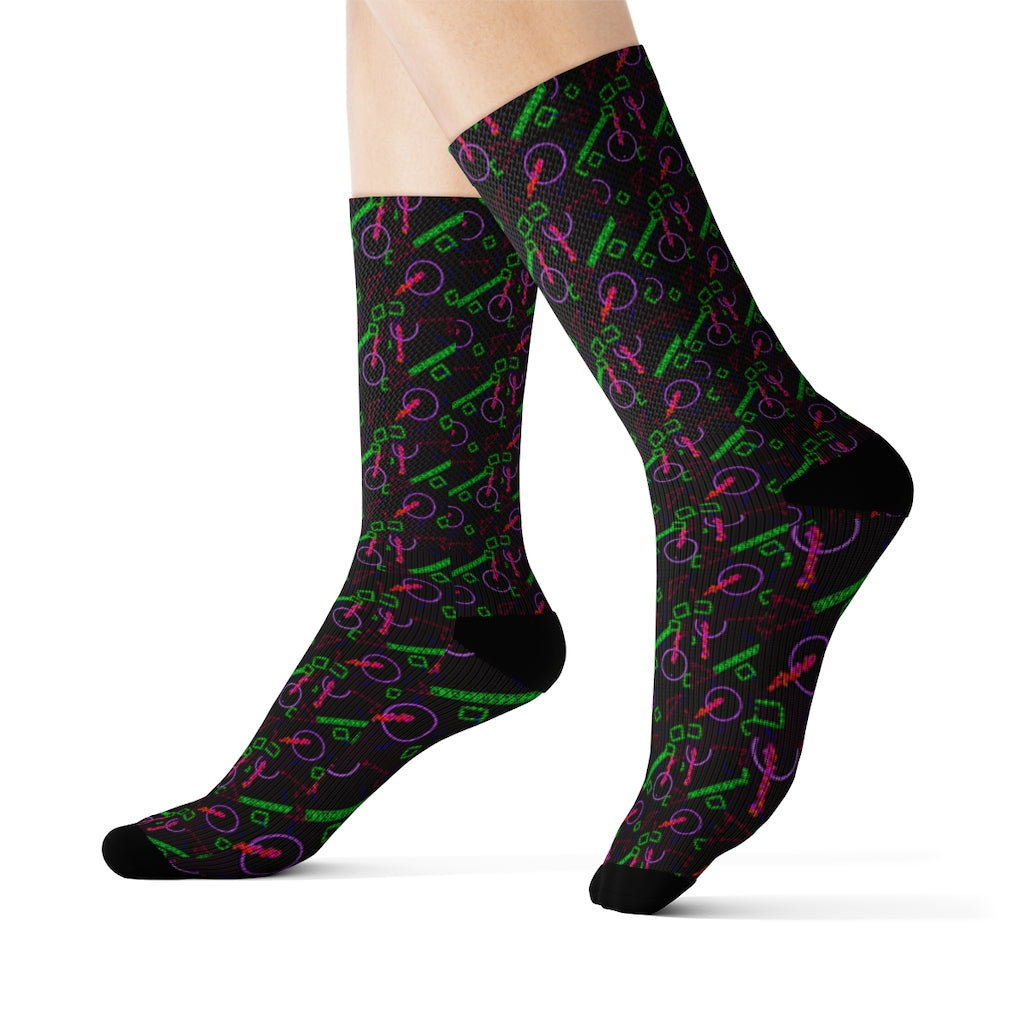 Purple Vector Shapes Sublimation Socks