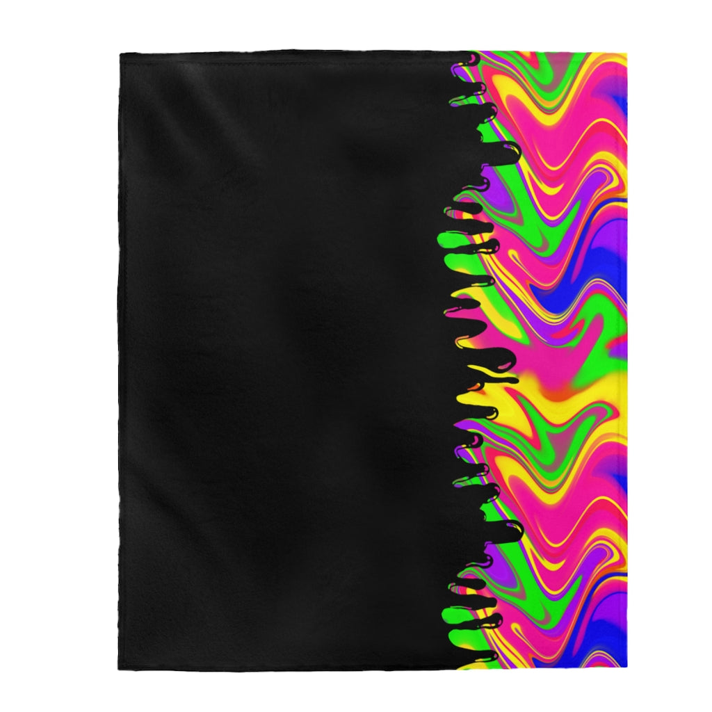 neon rainbow drippy Velveteen Plush Blanket