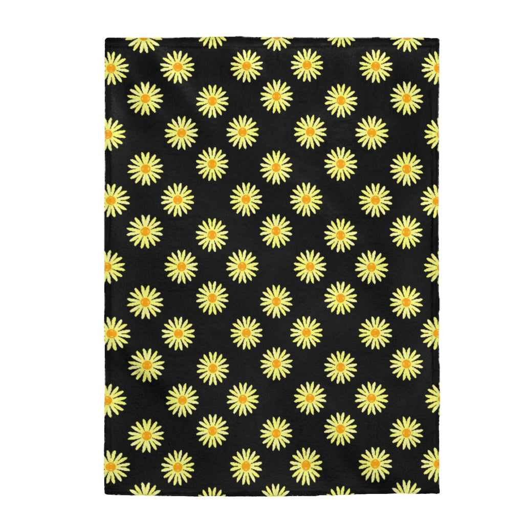 black sunshine flower Velveteen Plush Blanket