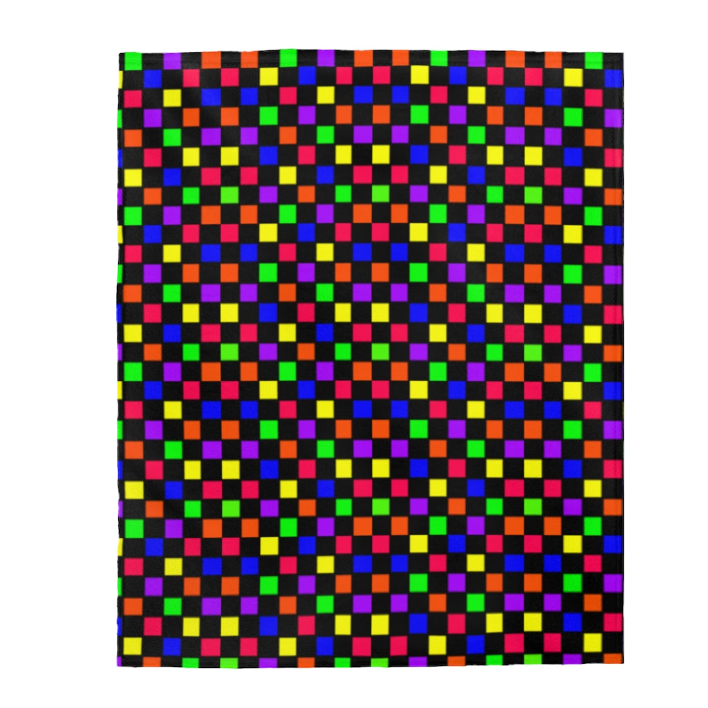 rainbow checker Velveteen Plush Blanket