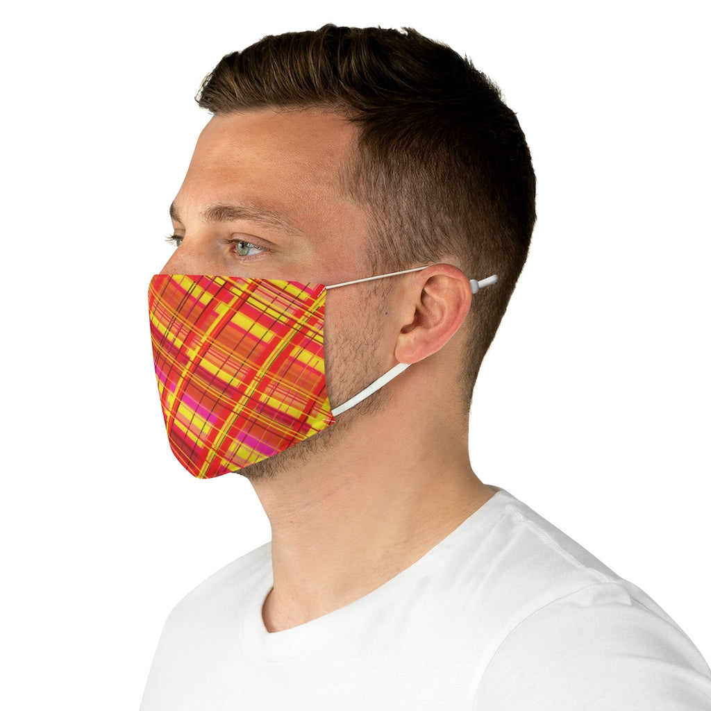 Orange Plaid Fabric Face Mask