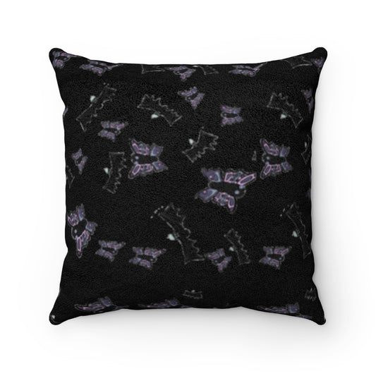 butterflies and bats Faux Suede Square Pillow