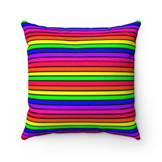 rainbow stripe Faux Suede Square Pillow