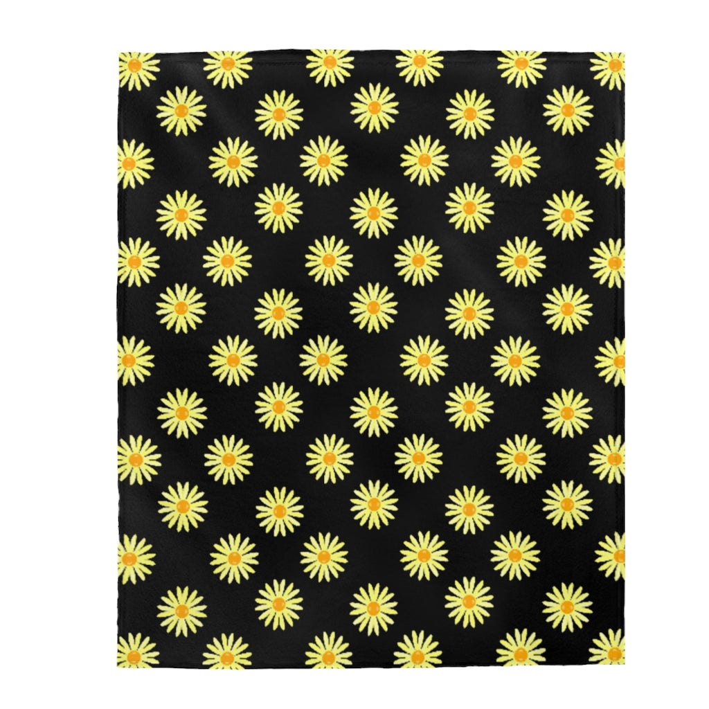 black sunshine flower Velveteen Plush Blanket