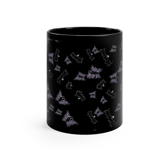Butterflies and Bats Black mug 11oz