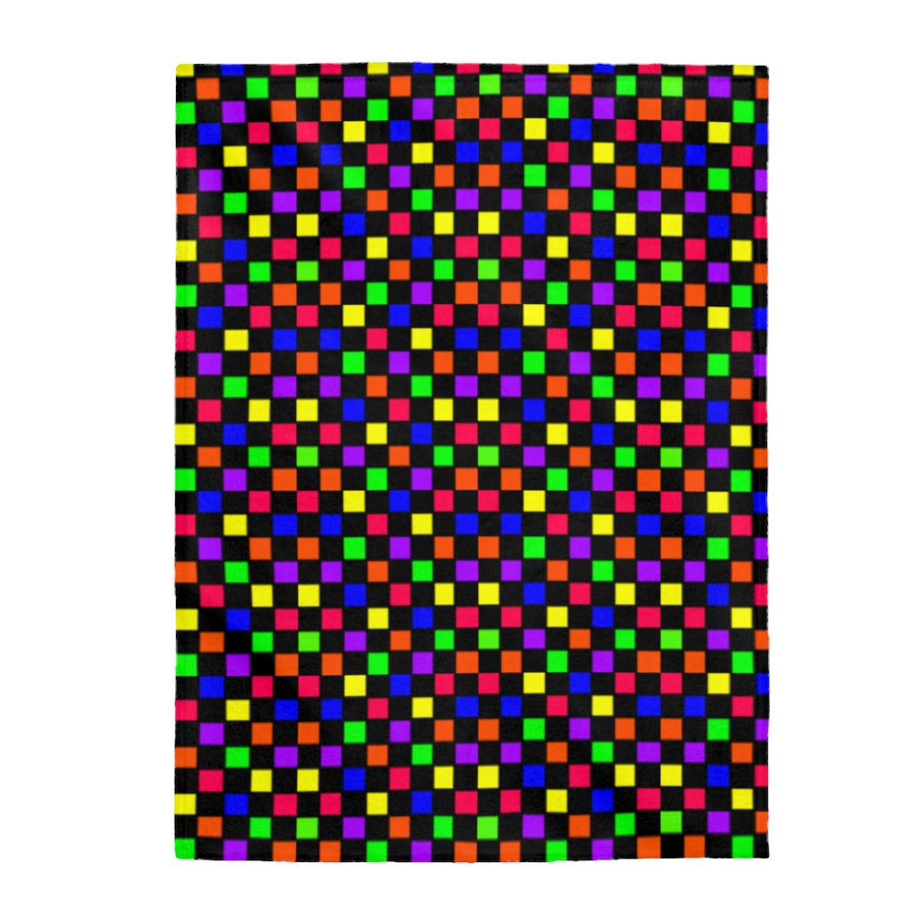 rainbow checker Velveteen Plush Blanket