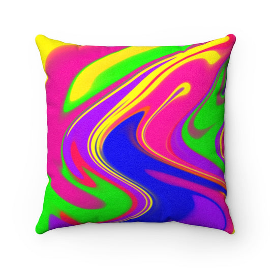 neon rainbow Faux Suede Square Pillow