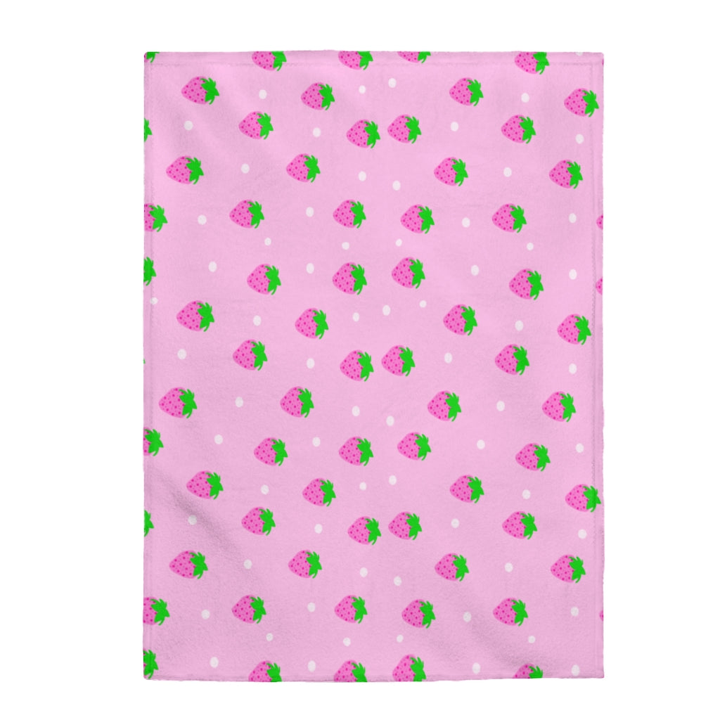 pink strawberries Velveteen Plush Blanket