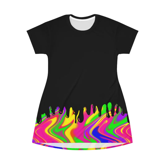 Neon Drippy T-Shirt Dress